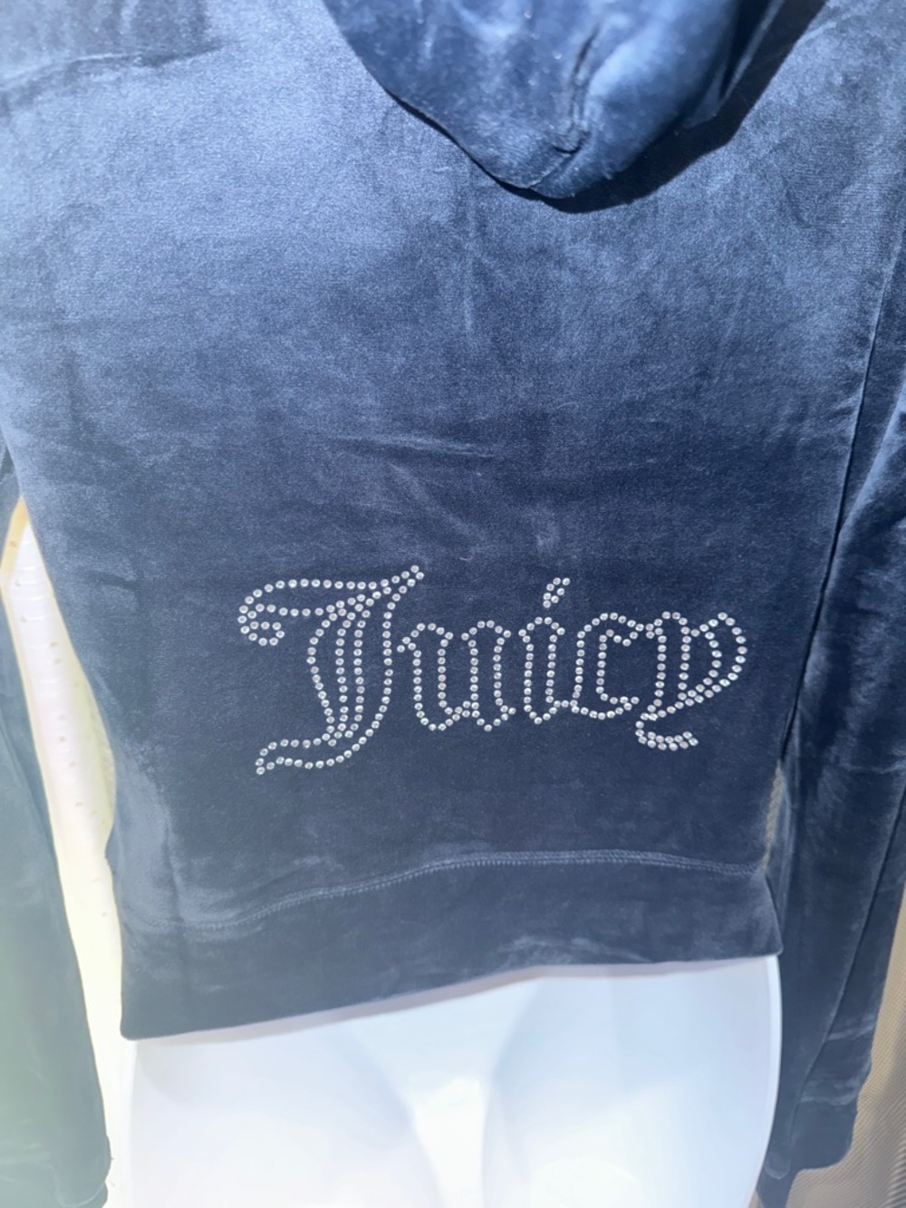 Juicy Couture- NWT Navy Velour Rhinestone Logo Zip Hoodie Size Small - Picture 12 of 16